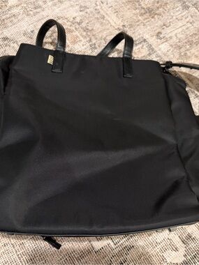 Beis Black Commuter Tote Bag with Leather Top Handles